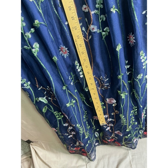 BloomChic Navy Blue Floral Butterfly Embroidered Mesh Maxi Dress Womens Plus 26 - Picture 10 of 15